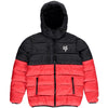 Retro Puffer Jas - Zwart / Rood