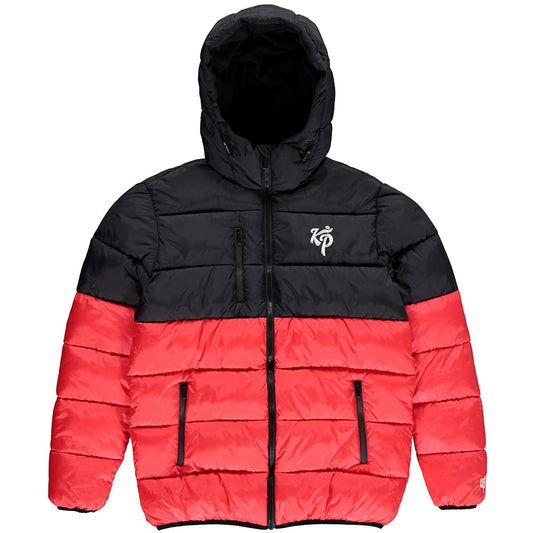 Retro Puffer Jas - Zwart / Rood