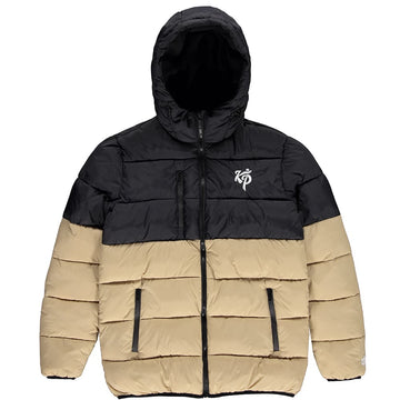 Retro Puffer Jas - Zwart / Beige Kids